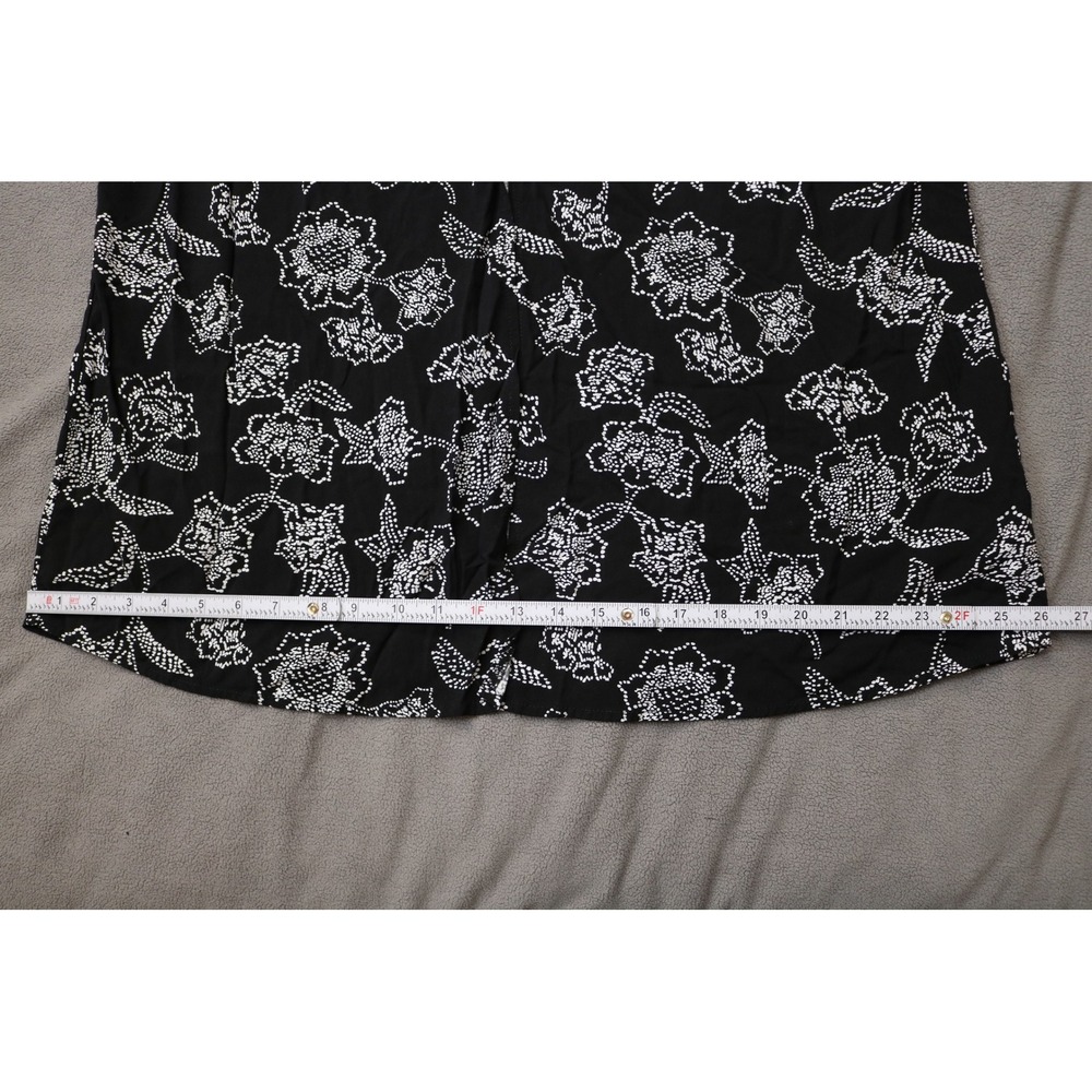 WALLFLOWER Floral Maxi Dress Women Size L Black White Lace Trim Front Slit Boho - Picture 4 of 13